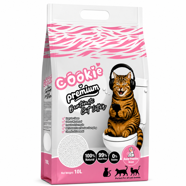 Cookie Premium Bentonite Cat Litter – Baby Powder Scent